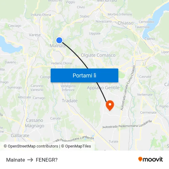 Malnate to FENEGR? map