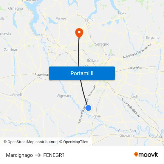 Marcignago to FENEGR? map