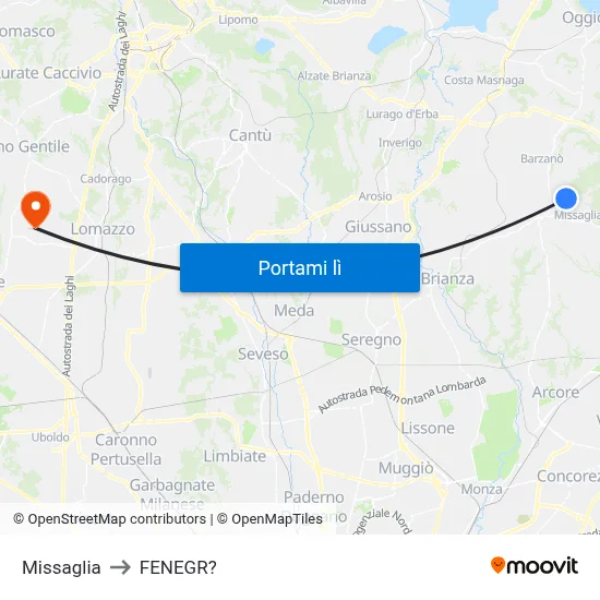 Missaglia to FENEGR? map