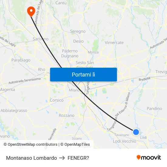 Montanaso Lombardo to FENEGR? map