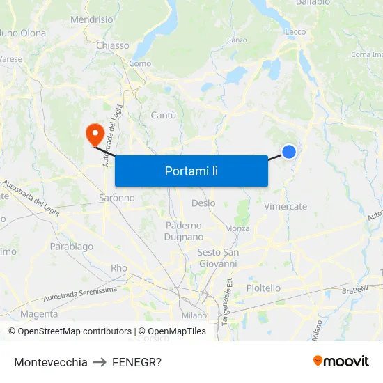 Montevecchia to FENEGR? map