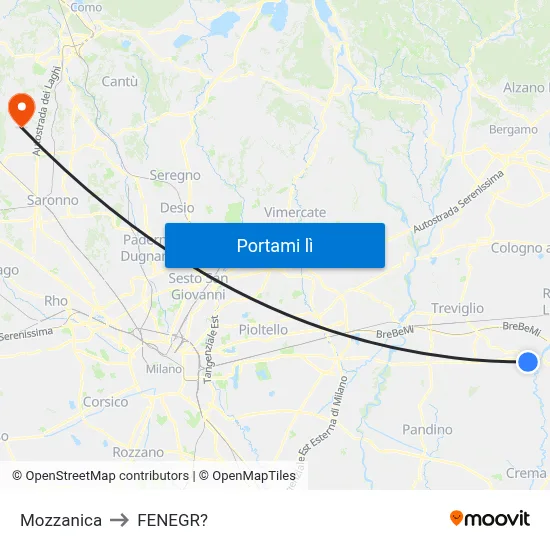 Mozzanica to FENEGR? map