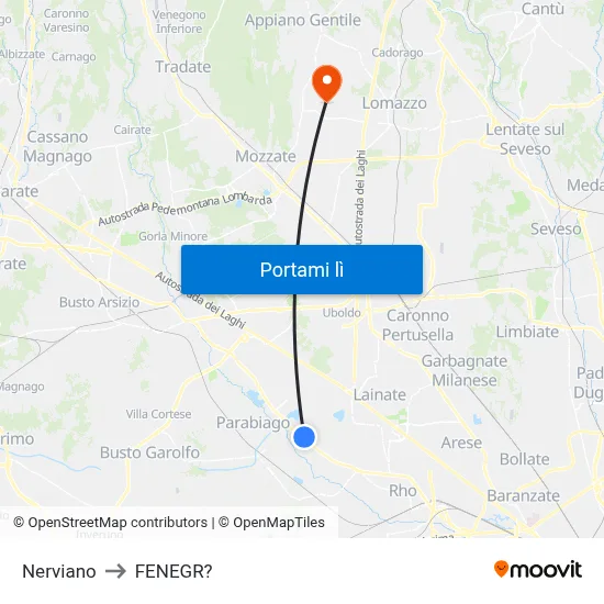 Nerviano to FENEGR? map