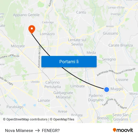 Nova Milanese to FENEGR? map