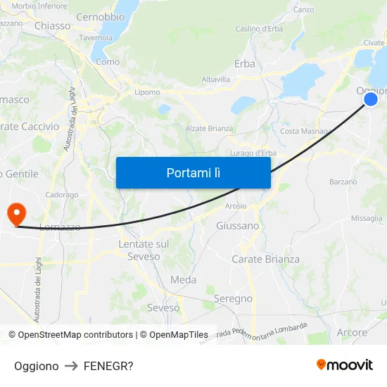 Oggiono to FENEGR? map