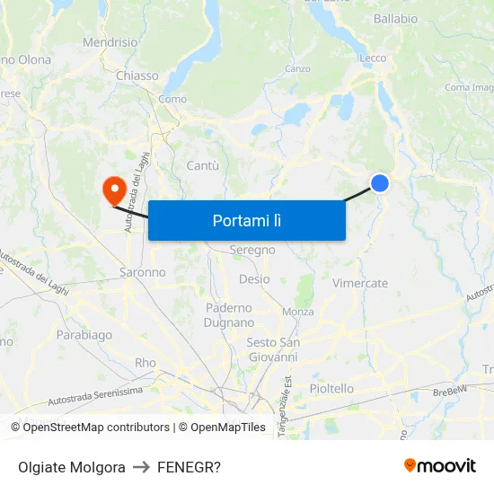 Olgiate Molgora to FENEGR? map
