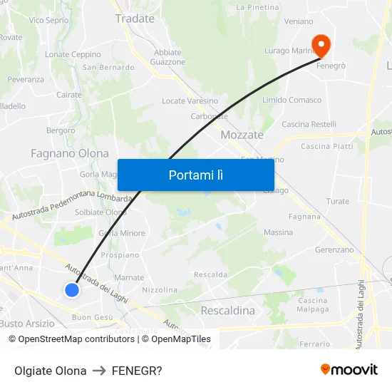 Olgiate Olona to FENEGR? map