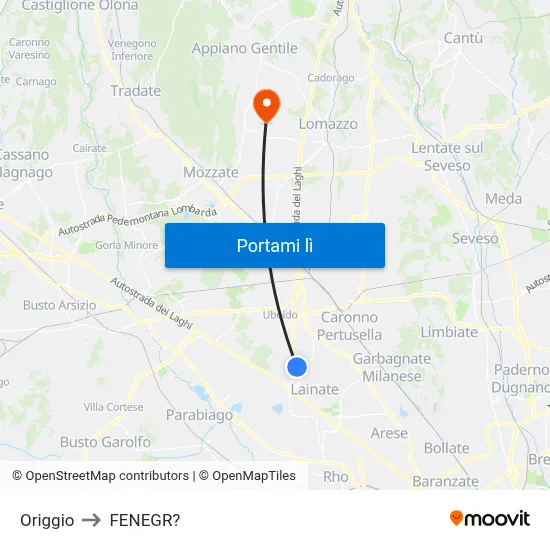 Origgio to FENEGR? map
