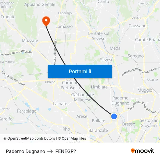 Paderno Dugnano to FENEGR? map