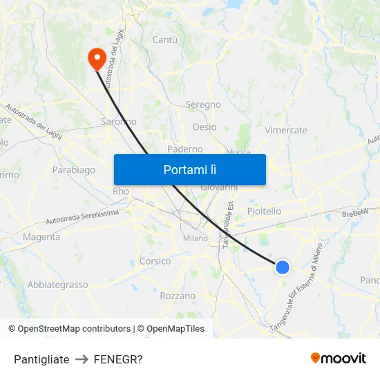 Pantigliate to FENEGR? map