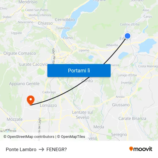 Ponte Lambro to FENEGR? map