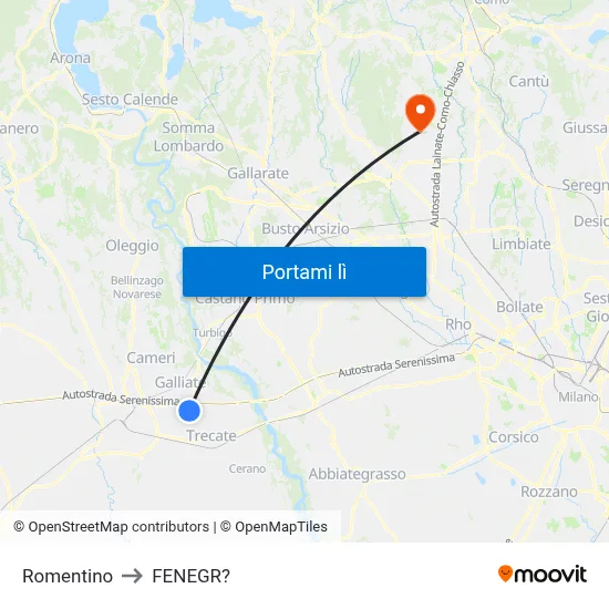 Romentino to FENEGR? map