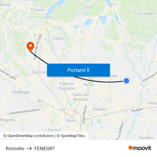 Roncello to FENEGR? map