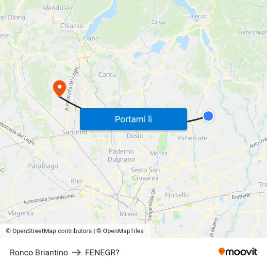 Ronco Briantino to FENEGR? map