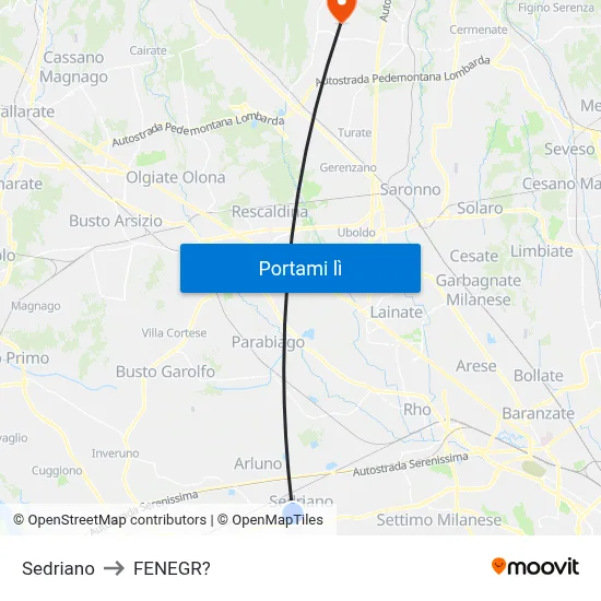 Sedriano to FENEGR? map
