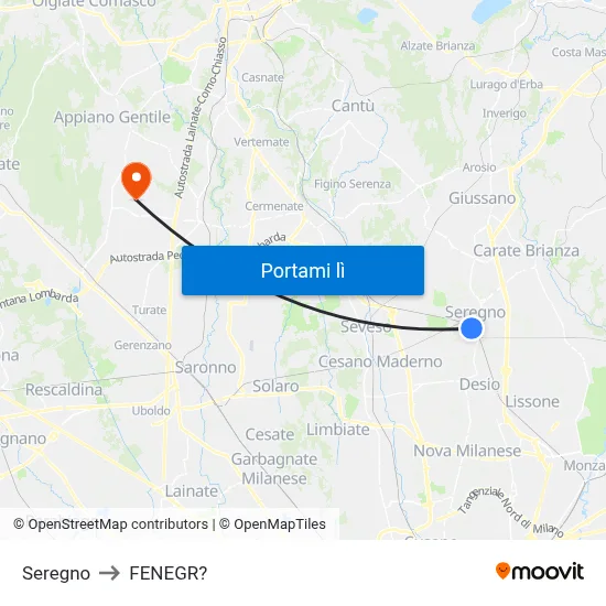 Seregno to FENEGR? map