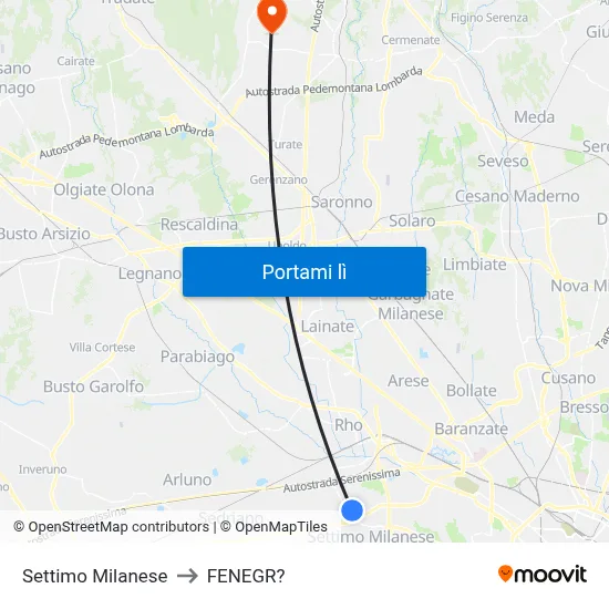 Settimo Milanese to FENEGR? map