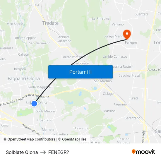 Solbiate Olona to FENEGR? map