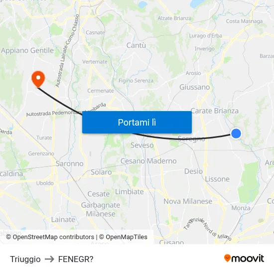 Triuggio to FENEGR? map