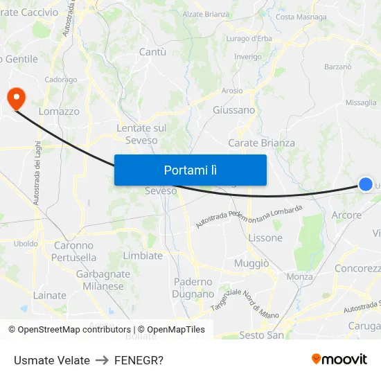 Usmate Velate to FENEGR? map
