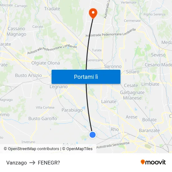 Vanzago to FENEGR? map