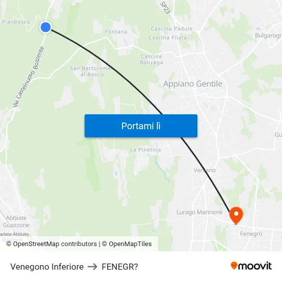 Venegono Inferiore to FENEGR? map