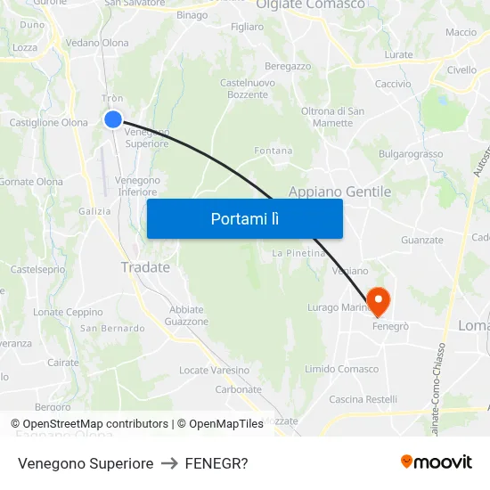Venegono Superiore to FENEGR? map