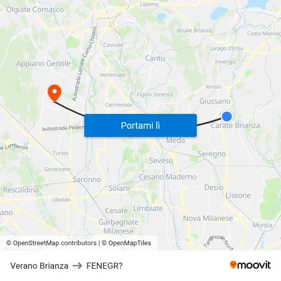 Verano Brianza to FENEGR? map