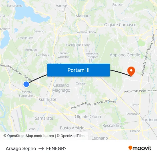 Arsago Seprio to FENEGR? map