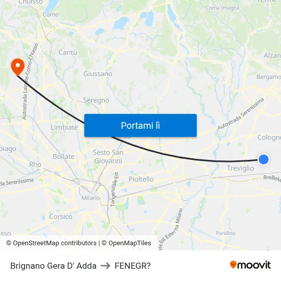 Brignano Gera D' Adda to FENEGR? map