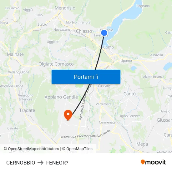 CERNOBBIO to FENEGR? map