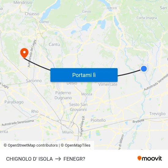 CHIGNOLO D' ISOLA to FENEGR? map