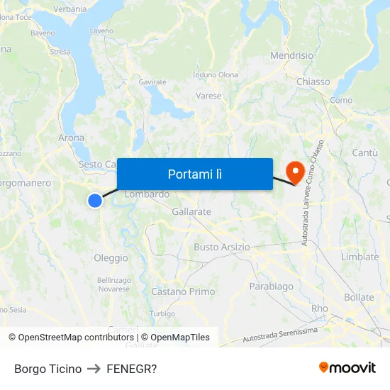 Borgo Ticino to FENEGR? map