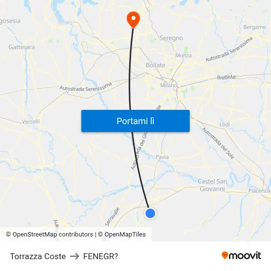 Torrazza Coste to FENEGR? map