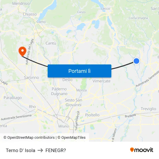 Terno D' Isola to FENEGR? map