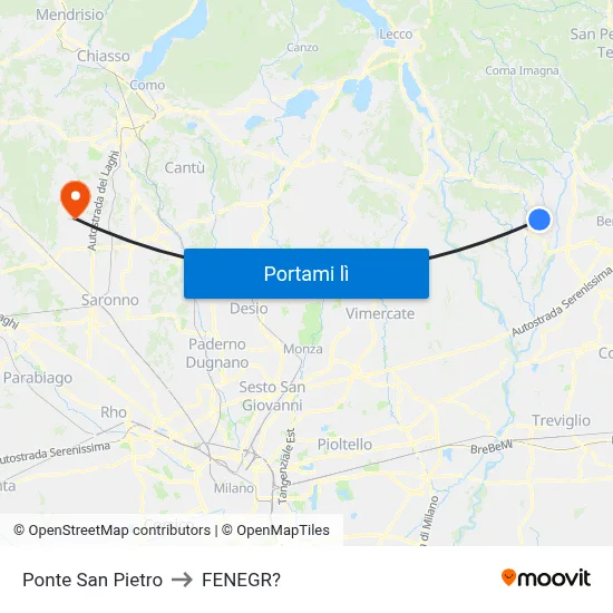 Ponte San Pietro to FENEGR? map