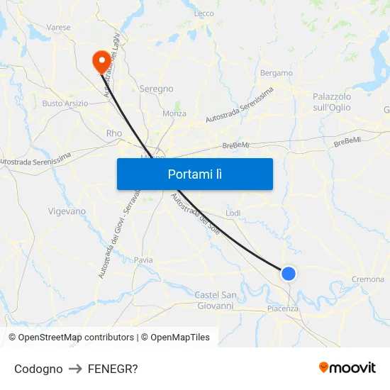 Codogno to FENEGR? map