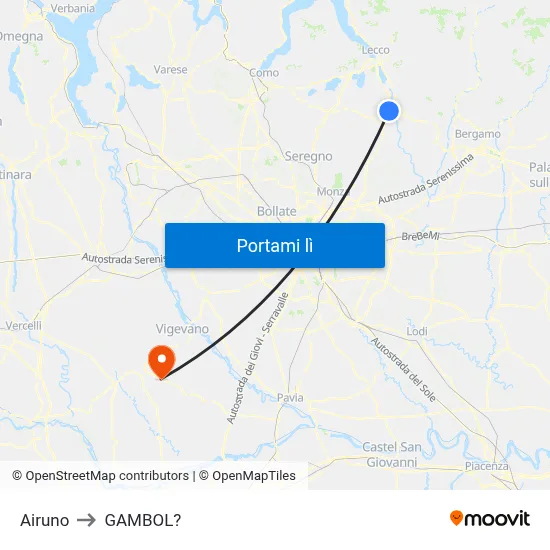 Airuno to GAMBOL? map