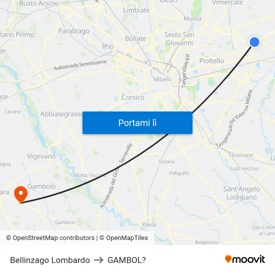Bellinzago Lombardo to GAMBOL? map