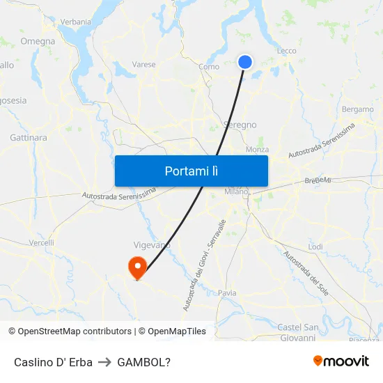 Caslino D' Erba to GAMBOL? map