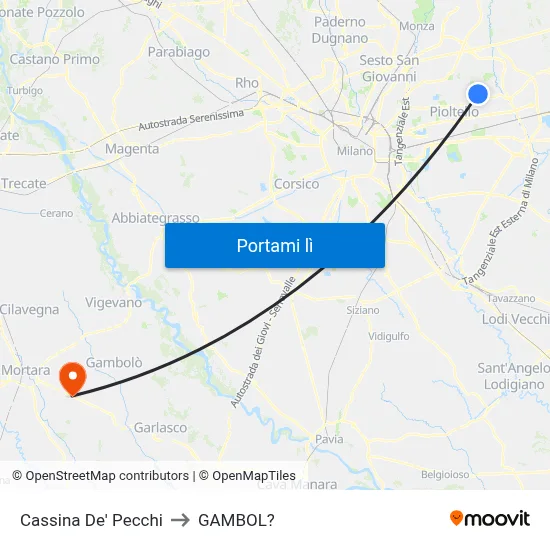 Cassina De' Pecchi to GAMBOL? map