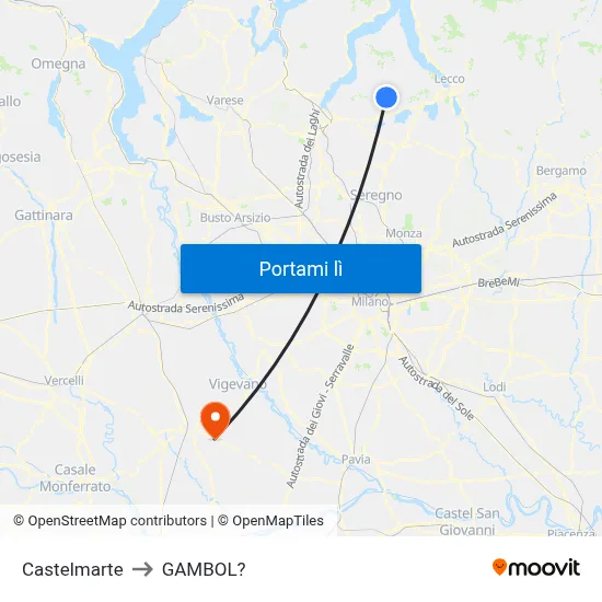Castelmarte to GAMBOL? map