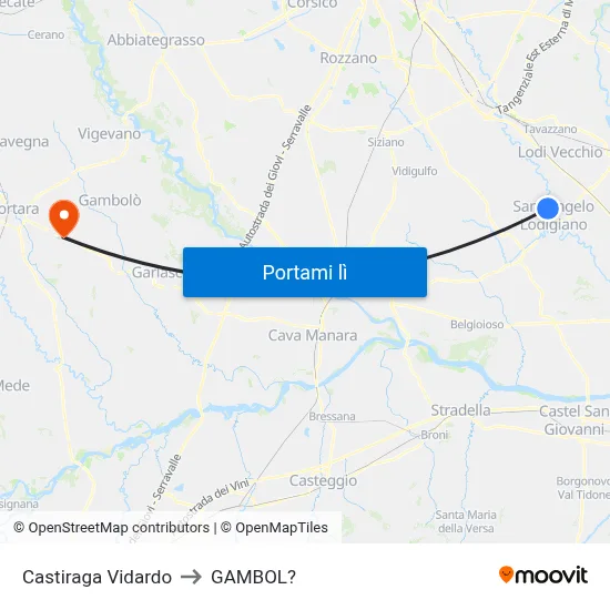 Castiraga Vidardo to GAMBOL? map