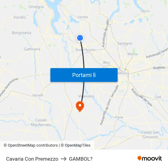 Cavaria Con Premezzo to GAMBOL? map