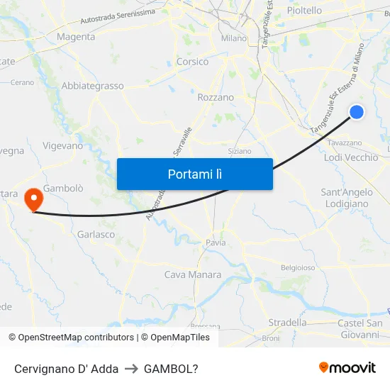 Cervignano D' Adda to GAMBOL? map
