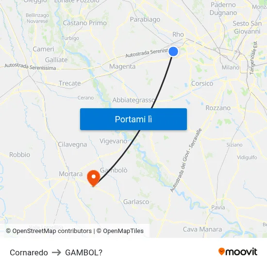 Cornaredo to GAMBOL? map