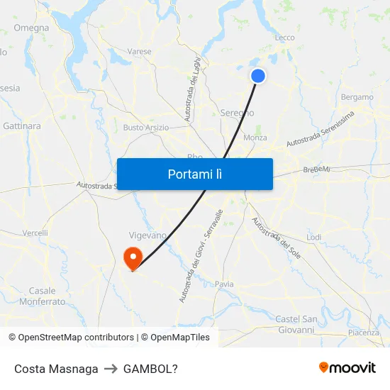 Costa Masnaga to GAMBOL? map