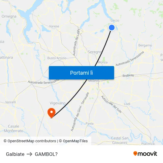 Galbiate to GAMBOL? map