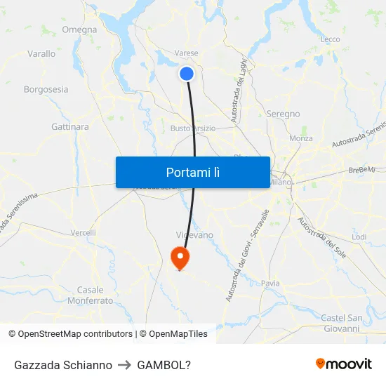 Gazzada Schianno to GAMBOL? map
