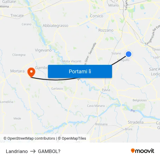 Landriano to GAMBOL? map